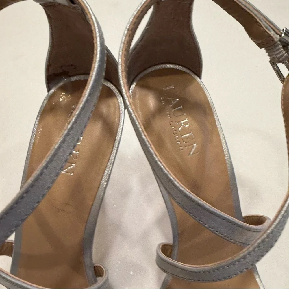 Coach Strappy High Heel Sandals Silver Sz 8.5 B EUC